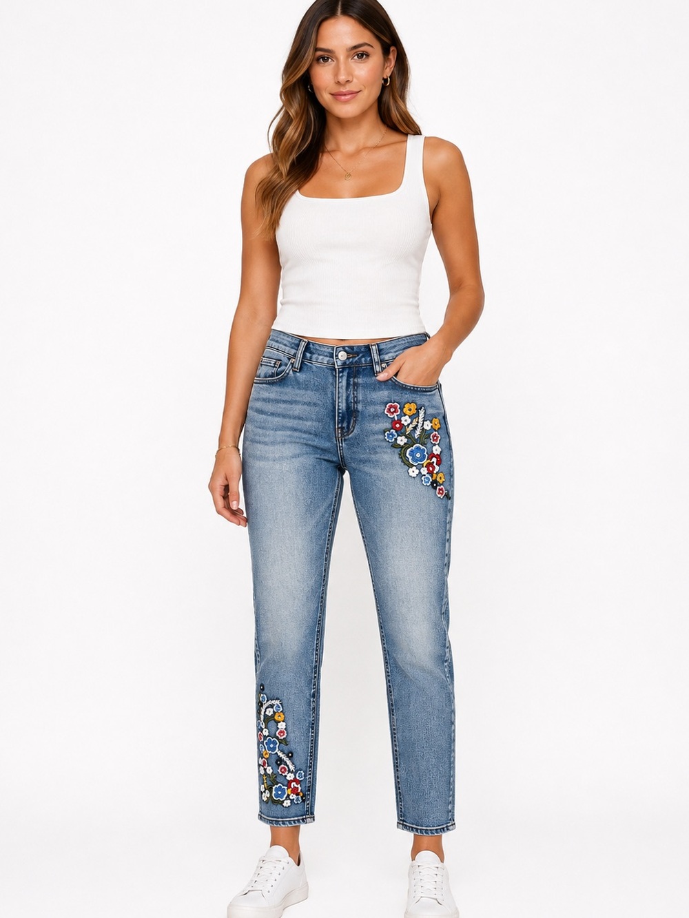 NorthStyle Light Blue Embroidered Skinny Jeans